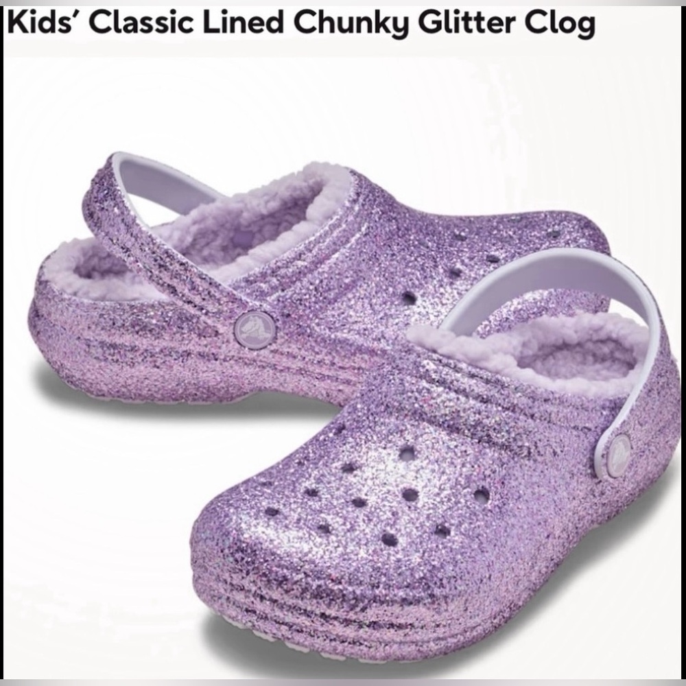 Crocs Kids’ Classic Lined Chunky Glitter Clog
